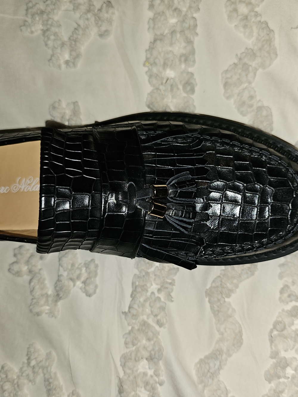 Marc Nolan Men’s Black Croc-Embossed Leather Loafers - Picture 12 of 12